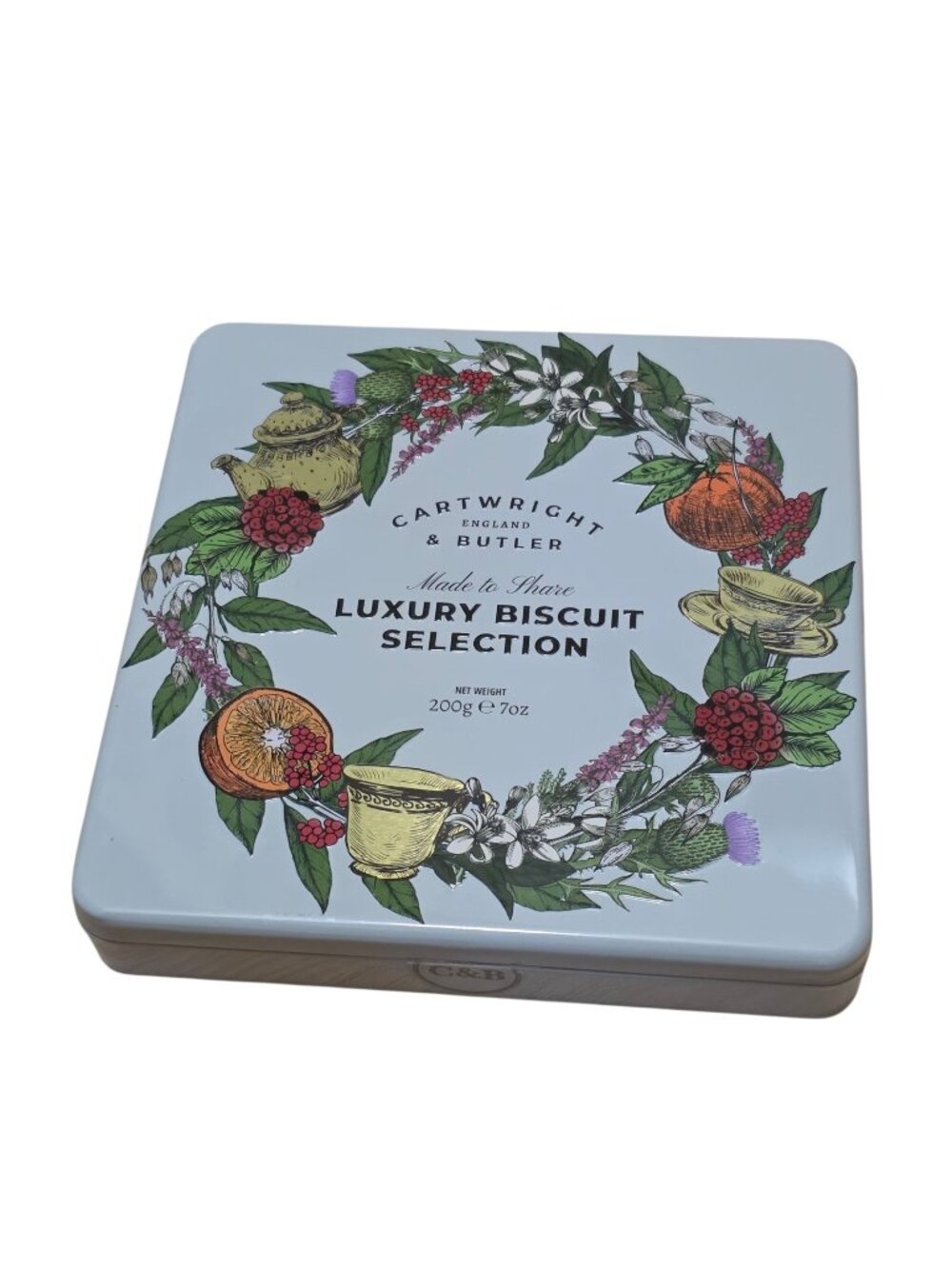 Cartwright & Butler Luxury Biscuits Selection & Tea Flora Empty Tin 8" x 1.5"